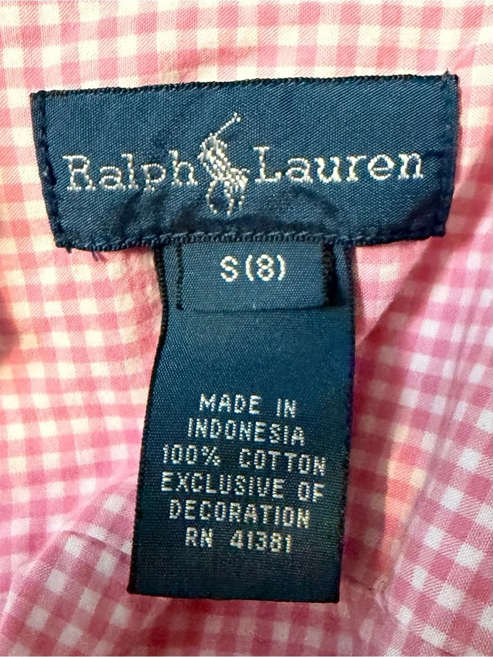 Ralph Lauren Boys Classic Long-Sleeve Pink/White Check Button-Down Shirt Size 8